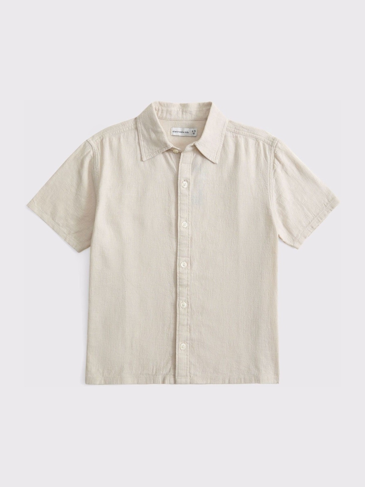 Abercrombie & Fitch Linen Texture Button Down White Shirt - Imagen 1 de 2