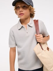 Grau - Abercrombie & Fitch Strick-Poloshirt - Bild 4 von 8
