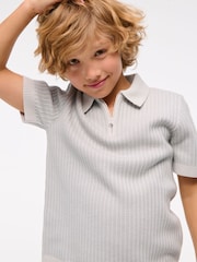 Grau - Abercrombie & Fitch Strick-Poloshirt - Bild 6 von 8