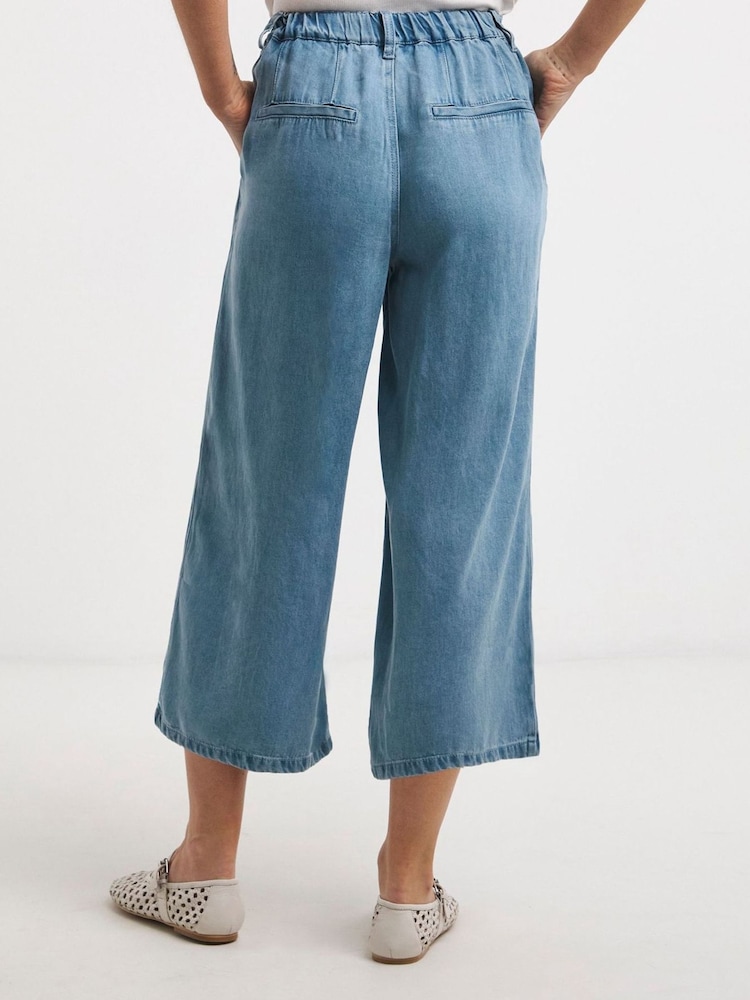 JD Williams Blue Wide Leg Cropped Jeans - Image 2 of 4