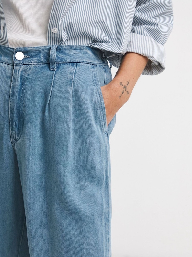 JD Williams Blue Wide Leg Cropped Jeans - Image 4 of 4