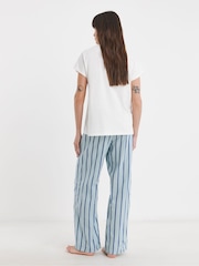 JD Williams Blue Stripe Print Pyjamas Set - Image 2 of 4