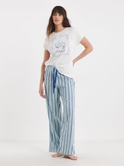 JD Williams Blue Stripe Print Pyjamas Set - Image 3 of 4