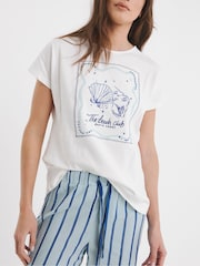 JD Williams Blue Stripe Print Pyjamas Set - Image 4 of 4
