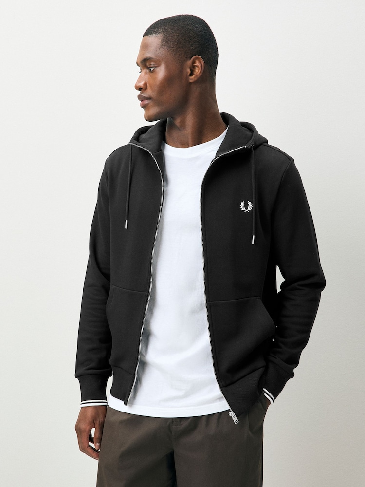 Fred Perry Zip Up Black Hoodie - Image 1 of 4