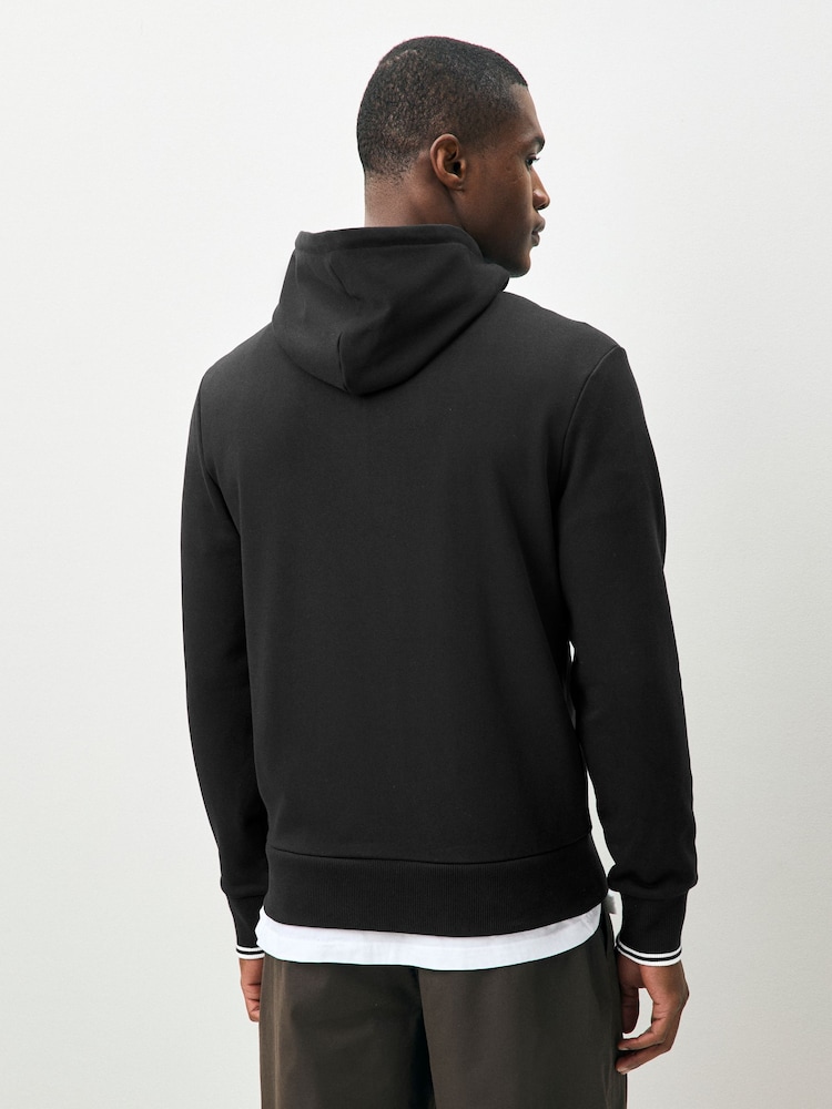 Fred Perry Black Zip Up Hoodie - Image 2 of 4 Fred Perry Black Zip Up Hoodie - Image 2 of 4