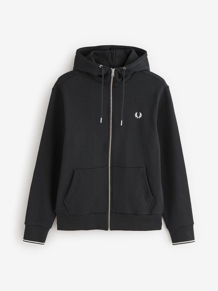 Fred Perry Black Zip Up Hoodie - Image 4 of 4 Fred Perry Black Zip Up Hoodie - Image 4 of 4
