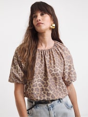 JD Williams Animal Short Bubble Sleeve Top - Image 1 of 4