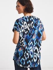 JD Williams Blue Short Sleeve Curved Hem Longline 100% Cotton Tops 2 Pack - Image 3 of 4