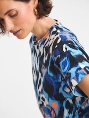 JD Williams Blue Short Sleeve Curved Hem Longline 100% Cotton Tops 2 Pack - Image 4 of 4