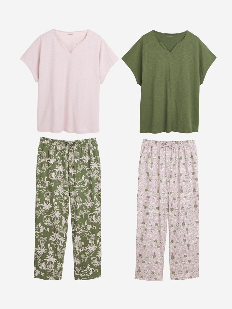 JD Williams Pink Pyjamas Set 2 Pack - Image 1 of 5