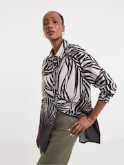 JD Williams Black Printed Textured Long Sleeve Shirt - Image 1 of 4