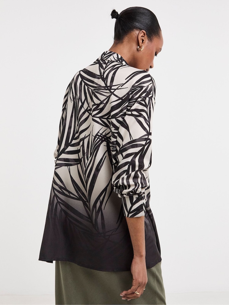 JD Williams Black Printed Textured Long Sleeve Shirt - Image 2 of 4