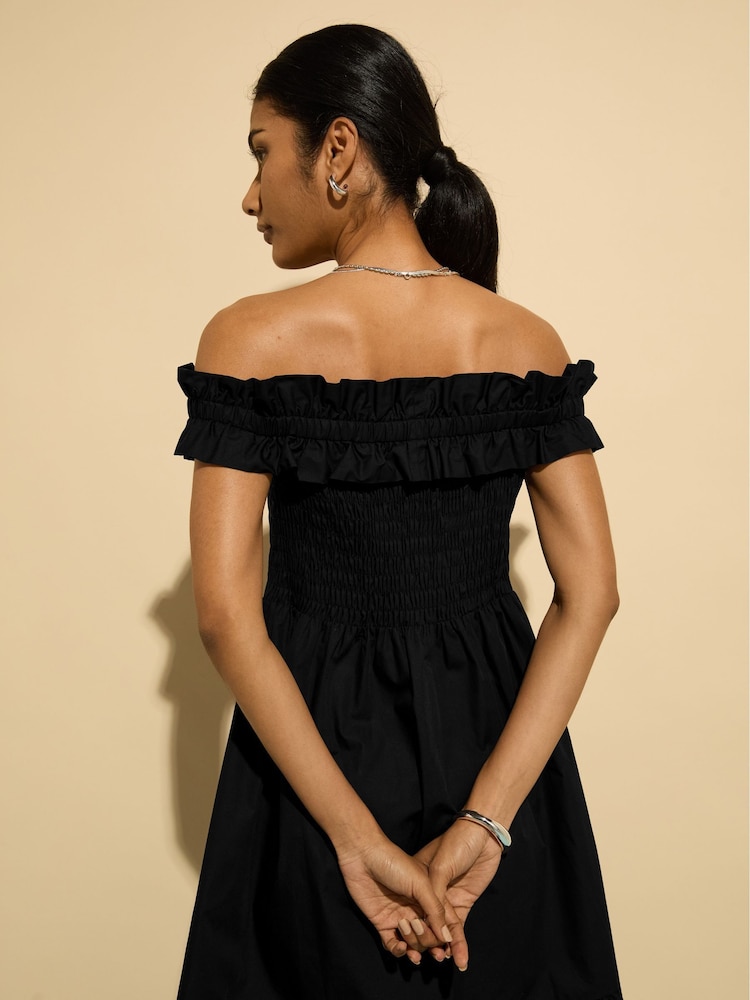 Baukjen Rafaella 100% Organic Cotton Off Shoulder Midi Black Dress - Bild 3 von 3 Baukjen Rafaella 100% Organic Cotton Off Shoulder Midi Black Dress - Bild 3 von 3