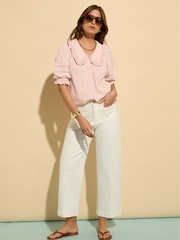 Baukjen Pink Marti 100% Cotton Broderie Detail Blouse - Imagen 1 de 4