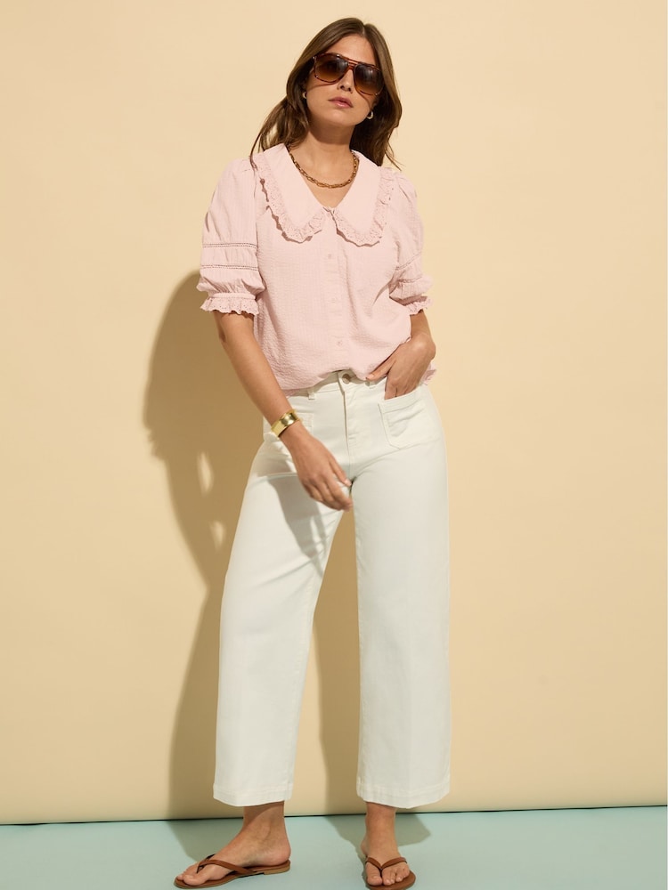 Baukjen Pink Marti 100% Cotton Broderie Detail Blouse - Imagen 1 de 4