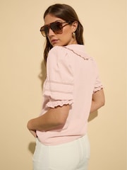 Baukjen Pink Marti 100% Cotton Broderie Detail Blouse - Imagen 3 de 4