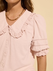 Baukjen Pink Marti 100% Cotton Broderie Detail Blouse - Imagen 4 de 4