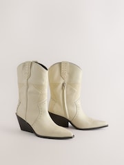 Cream Star Western Boots - Image 2 of 6