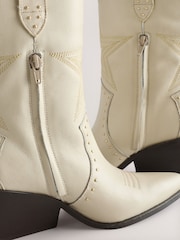 Cream Star Western Boots - Image 4 of 6