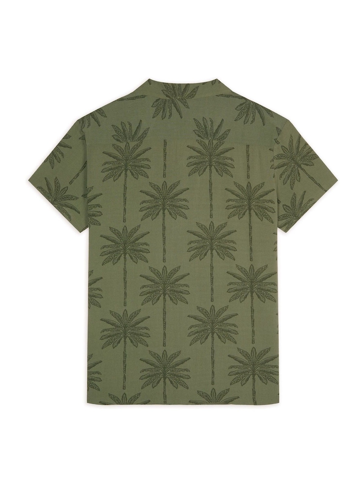 Chelsea Peers Green Palm Tree Print Short Sleeve Shirt - Image 5 of 5 Chelsea Peers Green Palm Tree Print Short Sleeve Shirt - Image 5 of 5