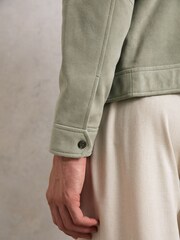 Reiss Pistachio Green Edington Suede Press Stud Trucker Jacket - Image 4 of 7