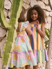 Monsoon Green Colourblock Star Print Dress - Image 3 of 5