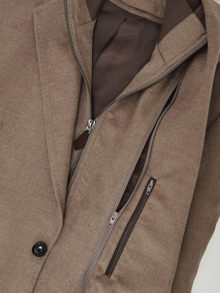 Reiss Mocha Brown Patch Single-Breasted Blazer With Gilet Insert Tailored-Fit - Image 9 of 9 Reiss Mocha Brown Patch Single-Breasted Blazer With Gilet Insert Tailored-Fit - Image 9 of 9