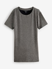 Черный - Платье миди с эффектом металлик и люрексом - Изображение 1 1