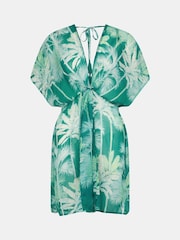 Accessorize Green Palm Print Chiffon Mini Kaftan - Image 4 of 4