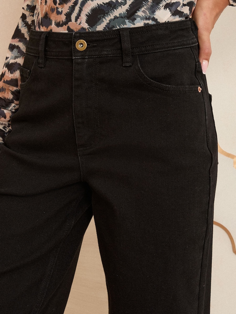 Love & Roses Black Petite Crop Wide Leg Jeans - Image 2 of 4