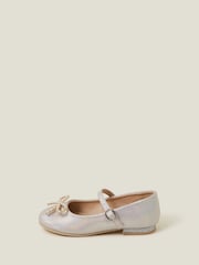 Angels By Accessorize Grey Girls Pearl Bow Ballerinas Flats - Image 2 of 3