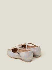 Angels By Accessorize Grey Girls Pearl Bow Ballerinas Flats - Image 3 of 3