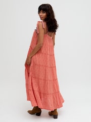 Raffya Orange 100% Cotton Kaftan Style Floral Printed Maxi Dress - Image 3 of 5