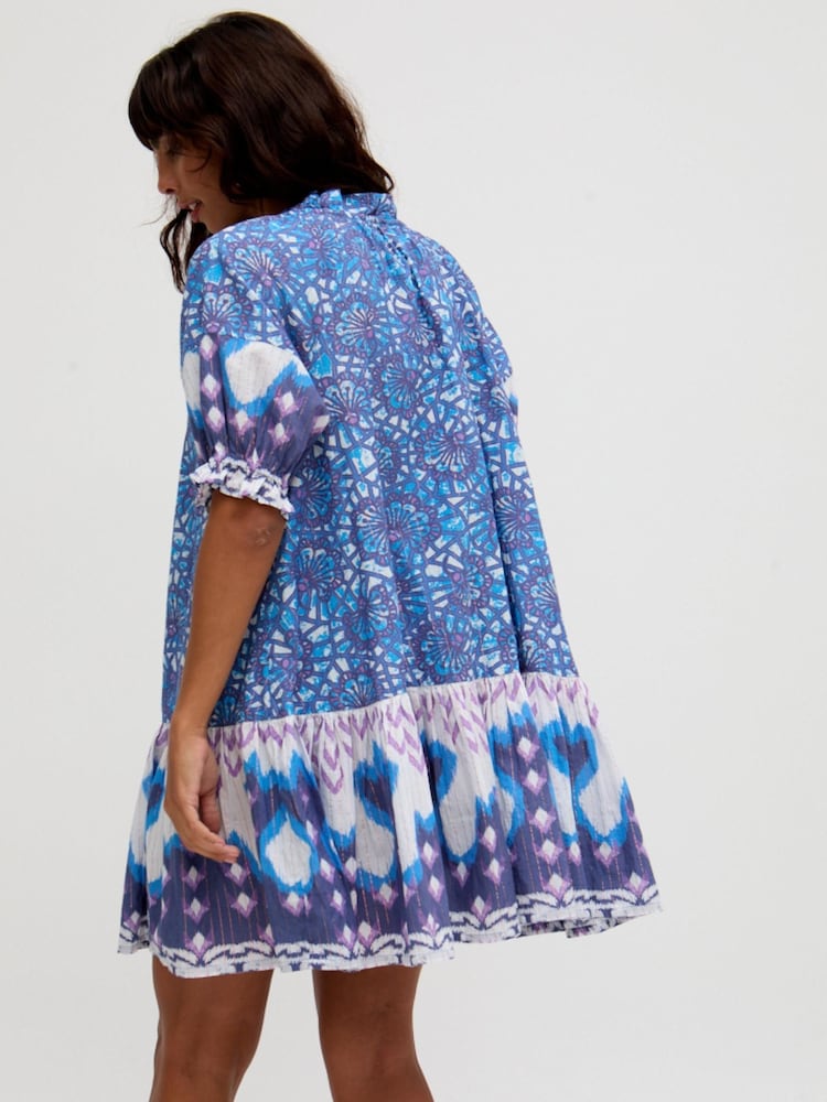 Raffya Blue Isabella Baby Doll Embroidered Mini Dress - Image 2 of 5
