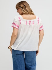 Raffya OffWhite Alice V-Neck Embroidered Blouse - Image 2 of 5