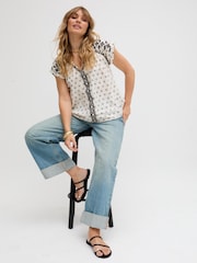 Raffya White Alice V-Neck Embroidered Blouse - Image 3 of 4