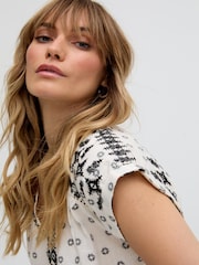 Raffya White Alice V-Neck Embroidered Blouse - Image 4 of 4