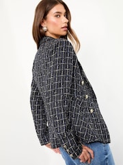 Lipsy Navy Blue Double Breasted Boucle Blazer - Image 4 of 5