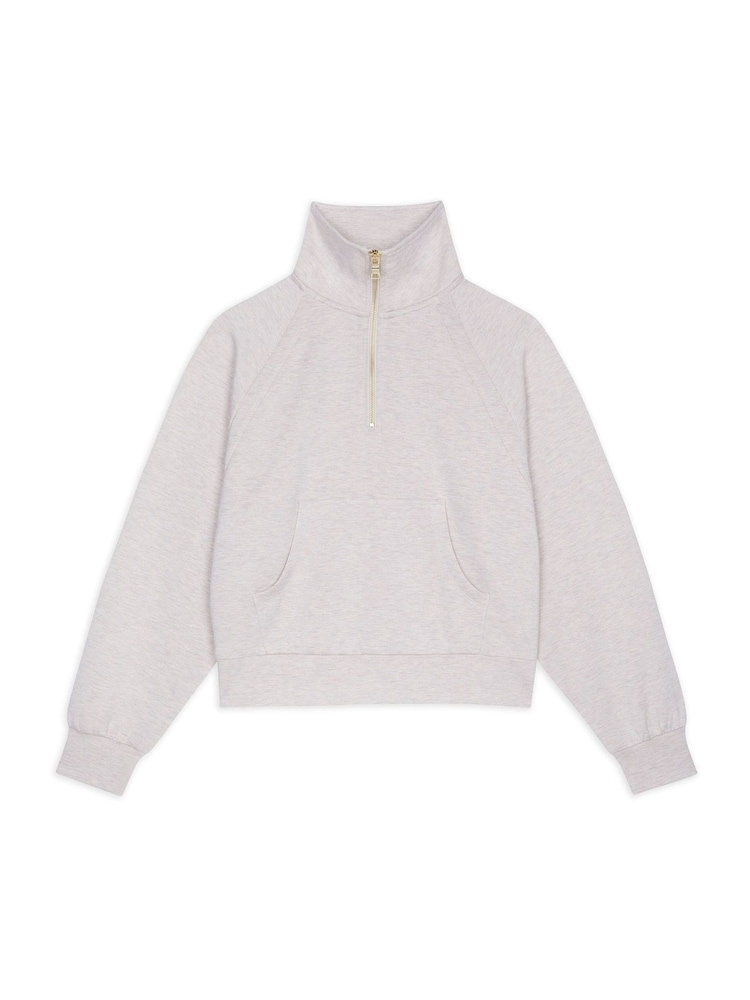 بيج بخيوط شاحبة - Chelsea Peers LuxeComfort Scuba Half-Zip Sweatshirt - صورة 1 من 3