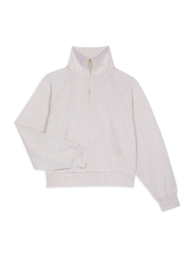 بيج بخيوط شاحبة - Chelsea Peers LuxeComfort Scuba Half-Zip Sweatshirt - صورة 2 من 3