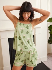 Chelsea Peers Green Cami Short Pyjamas Maternity Cactus Print Short Pyjamas Set - Image 5 of 5