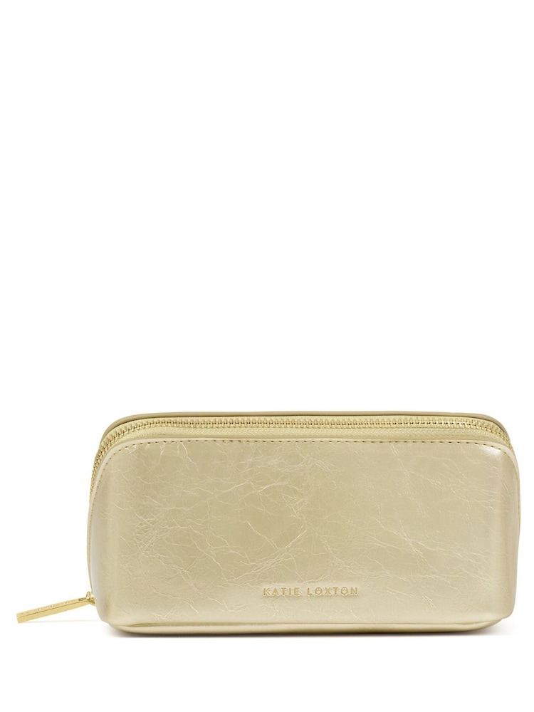 Katie Loxton Gold Fold-Out Mirror Make Up Bag - Image 1 of 3 Katie Loxton Gold Fold-Out Mirror Make Up Bag - Image 1 of 3