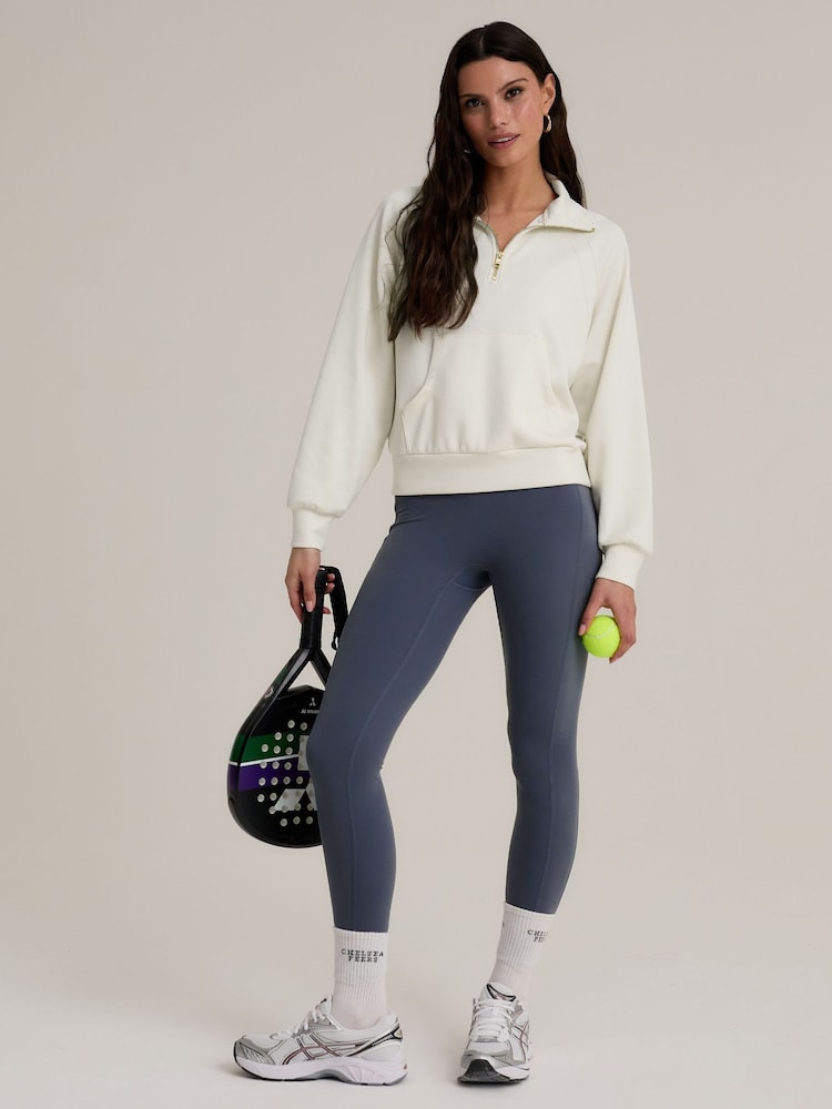 Chelsea Peers White LuxeComfort Scuba Half-Zip Sweatshirt - Image 1 of 3 Chelsea Peers White LuxeComfort Scuba Half-Zip Sweatshirt - Image 1 of 3