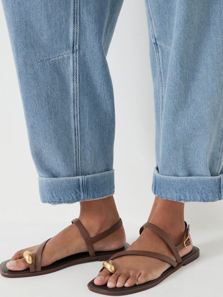 Hush Brown Metal Detail Flat Sandals - Image 1 of 7