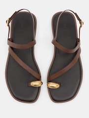 Hush Brown Metal Detail Flat Sandals - Image 5 of 7
