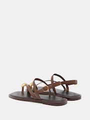 Hush Brown Metal Detail Flat Sandals - Image 6 of 7