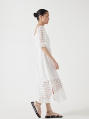 Hush White Broderie Off Shoulder Midi 100% Cotton Dress - Image 2 of 5