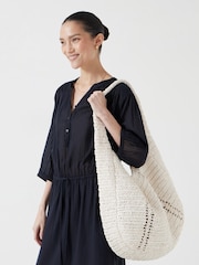Hush White Raffia Oversized Tote Bag - Image 4 of 6