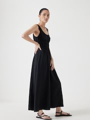 Hush Black Gathered Straps Midi Dress - Image 4 of 6